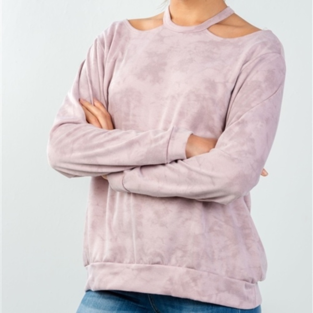 Womens Pullover Top Acid Wash Pink Casual Shirt - Picture 2 of 4